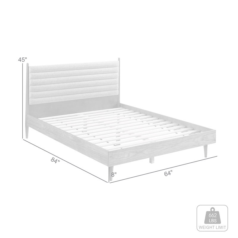 Armen Living Artemio Queen Platform Wood Bed Frame w/ Slim Track Arms in Walnut