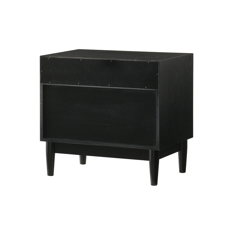 Armen Living Artemio 2-Drawer Wood Nightstand with Shelf in Black