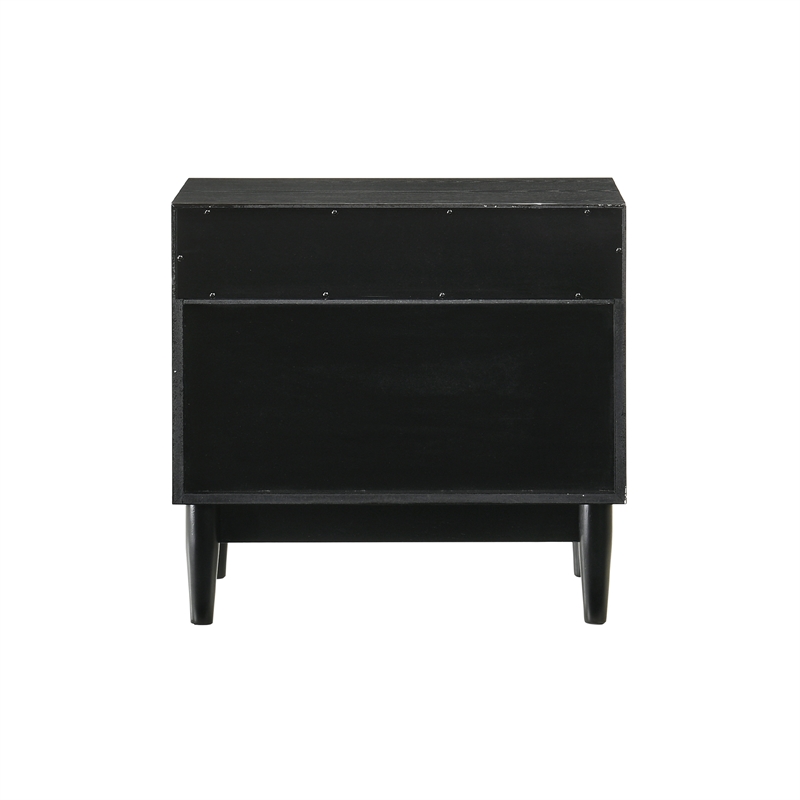 Armen Living Artemio 2-Drawer Wood Nightstand with Shelf in Black