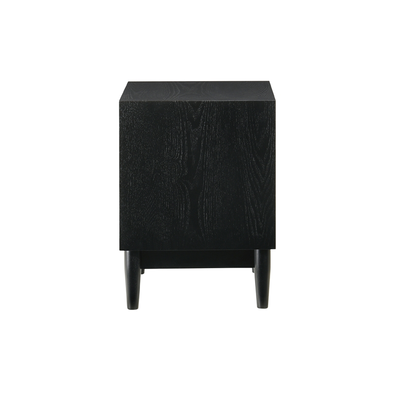 Armen Living Artemio 2-Drawer Wood Nightstand with Shelf in Black