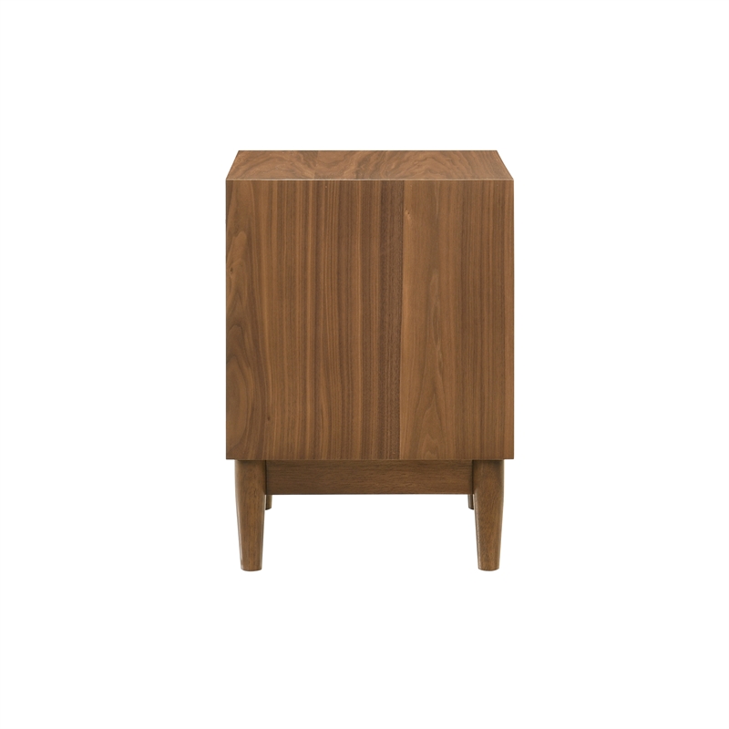 Armen Living Artemio 2-Drawer Wood Nightstand with Shelf in Walnut