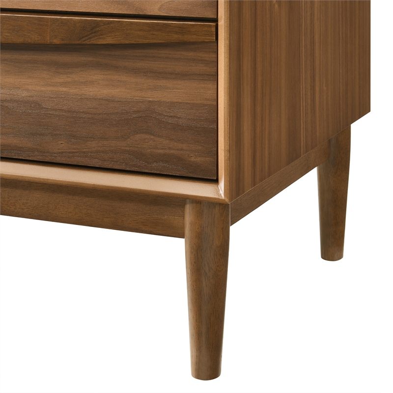 Armen Living Artemio 2-Drawer Wood Nightstand with Shelf in Walnut