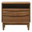 Armen Living Artemio 2-Drawer Wood Nightstand with Shelf in Walnut