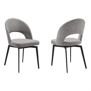 Armen Living Lucia 18&quot Fabric & Metal Dining Chair in Gray/Black (Set of 2)