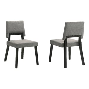 Armen Living Channell 18&quot Wood Dining Chair in Black/Charcoal (Set of 2)