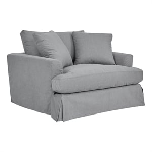 Armen Living Ciara 53&quot Upholstered Polyurethane Chair and a Half in Slate Gray
