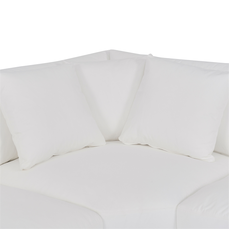 Armen Living Ciara 3-Piece Upholstered Polyurethane Sectional Sofa in Pearl