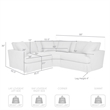 Armen Living Ciara 3-Piece Upholstered Polyurethane Sectional Sofa in Pearl