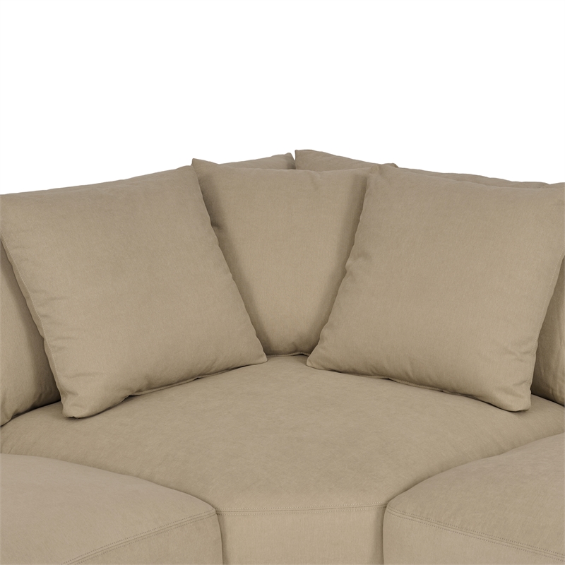 Armen Living Ciara 3-Piece Upholstered Polyurethane Sectional Sofa in Brown