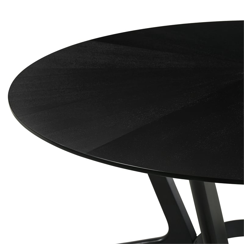 Armen Living Santana Round Wood Dining Table with Splayed Legs in Black