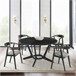 Armen Living Santana Round Wood Dining Table with Splayed Legs in Black