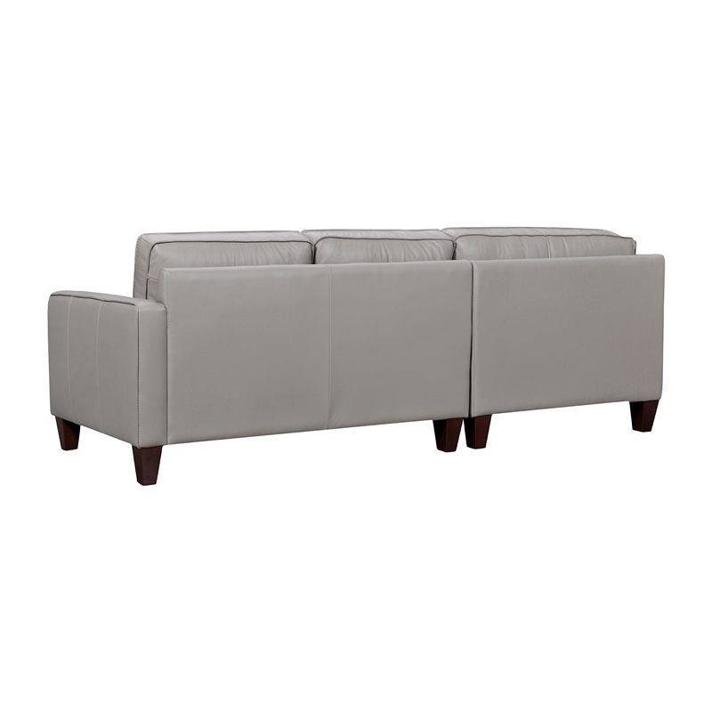 Armen Living Summit 3-Piece Greige Leather Sectional Sofa in Gray
