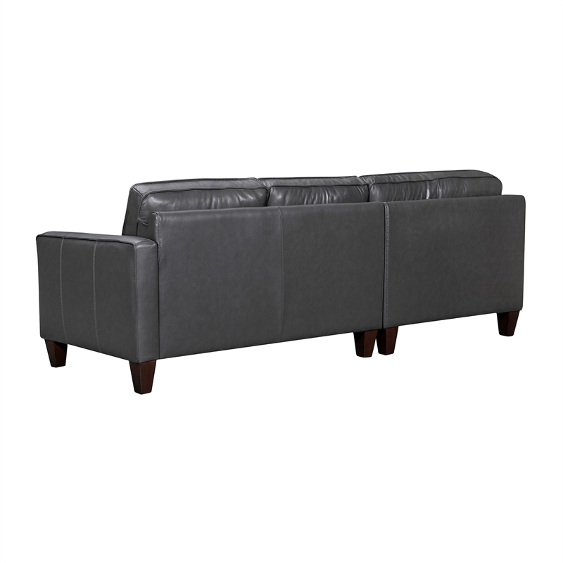 Armen Living Summit 3-Piece Greige Leather Sectional Sofa in Pewter