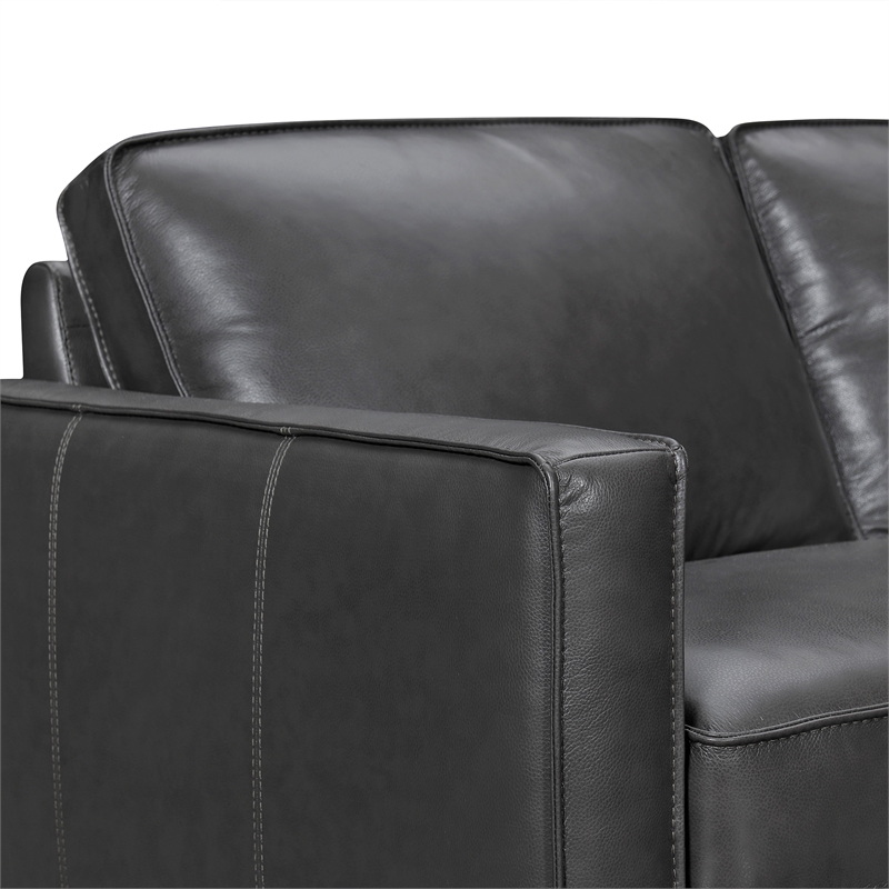 Armen Living Summit 3-Piece Greige Leather Sectional Sofa in Pewter