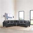 Armen Living Summit 3-Piece Greige Leather Sectional Sofa in Pewter