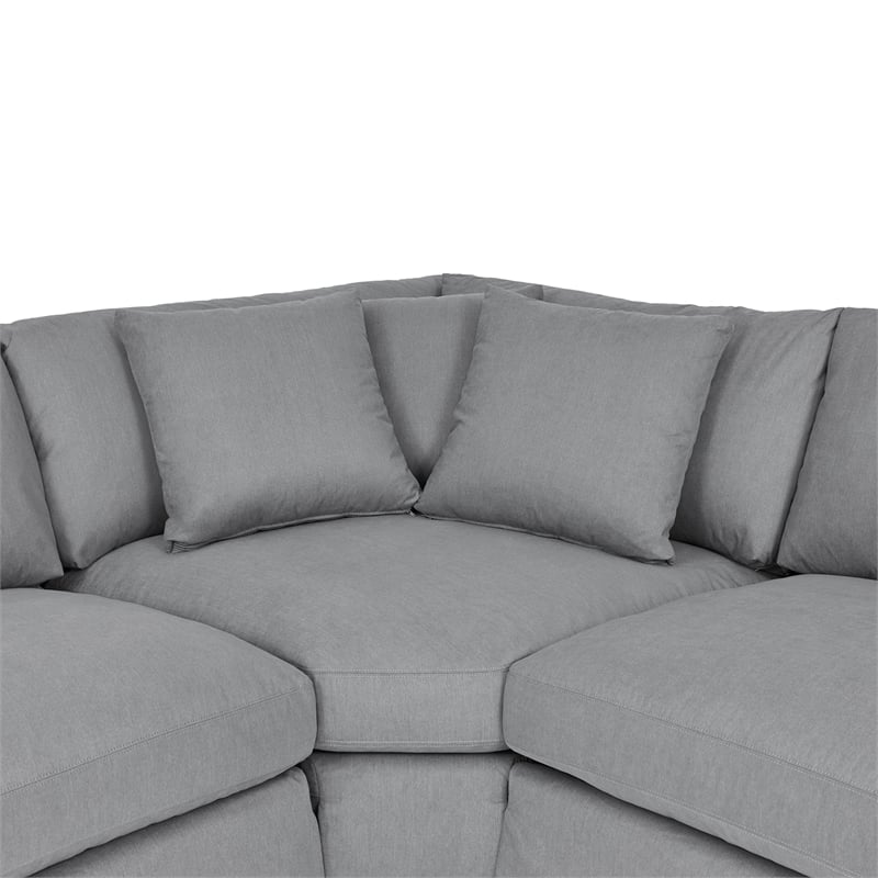Armen Living Ciara 3-Piece Upholstered Polyurethane Sectional Sofa in Slate Gray