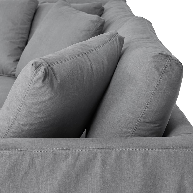 Armen Living Ciara 3-Piece Upholstered Polyurethane Sectional Sofa in Slate Gray