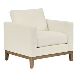 Armen Living Donna 35&quot Upholstered Polyurethane Accent Chair in Sugar Cream