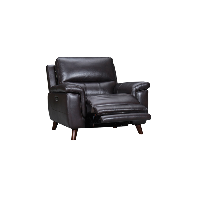 Armen Living Lizette 3-Piece Leather Living Room Power Recliner Set in Brown