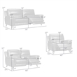Armen Living Lizette 3-Piece Leather Living Room Power Recliner Set in Dove Gray