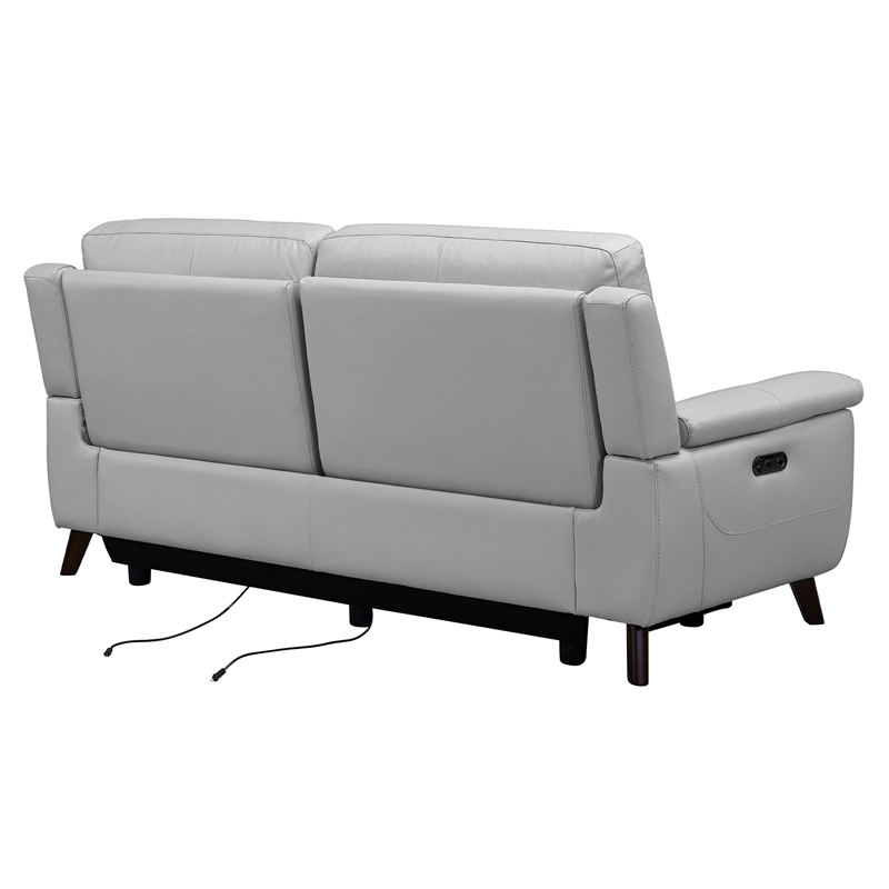 Armen Living Lizette 3-Piece Leather Living Room Power Recliner Set in Dove Gray
