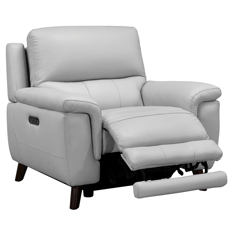 Armen Living Lizette 3-Piece Leather Living Room Power Recliner Set in Dove Gray