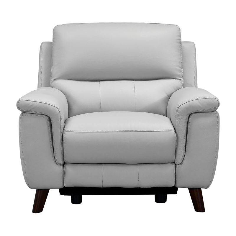 Armen Living Lizette 3-Piece Leather Living Room Power Recliner Set in Dove Gray