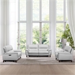 Armen Living Lizette 3-Piece Leather Living Room Power Recliner Set in Dove Gray