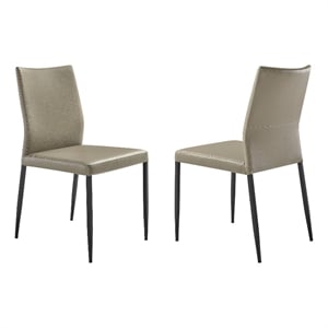 Kash Upholstered Dining Chair in Taupe Gray Faux Leather and Metal Legs