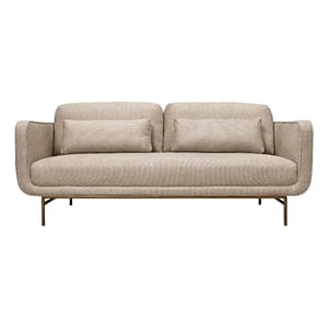 Armen Living Lilou 77&quot Fabric & Metal Sofa in Beige/Antique Brass