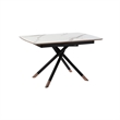 Armen Living Alora Wood & Ceramic Extendable Dining Table in Walnut/Light Gray