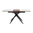 Armen Living Alora Wood & Ceramic Extendable Dining Table in Walnut/Light Gray