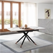 Armen Living Alora Wood & Ceramic Extendable Dining Table in Walnut/Light Gray