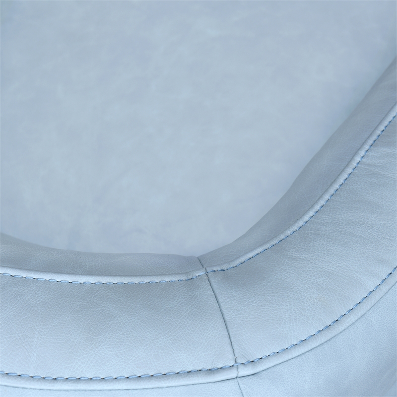 Armen Living Desi Upholstered Leather Swivel Accent Chair in Sky Blue