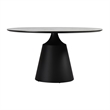 Armen Living Knox Round Stone & Metal Dining Table in Gray/Black