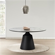 Armen Living Knox Round Stone & Metal Dining Table in Gray/Black