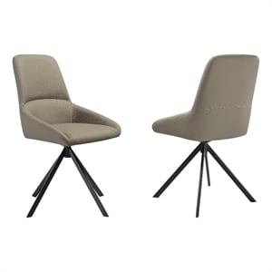 Armen Living Maverick 19&quot Faux Leather & Metal Dining Chair in Gray (Set of 2)
