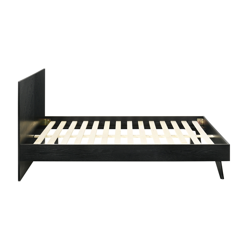 Petra Queen Platform Wood Bed Frame in Black Finish
