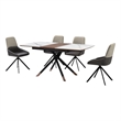 Alora Maverick 5 Piece Extendable Dining Set with Two-Tone Gray Fabric Chairs
