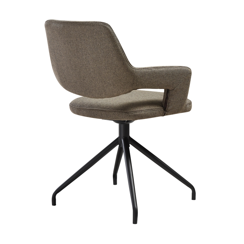Knox Penny 5 Piece Dining Set with Stone Top and Brown Fabric Chairs