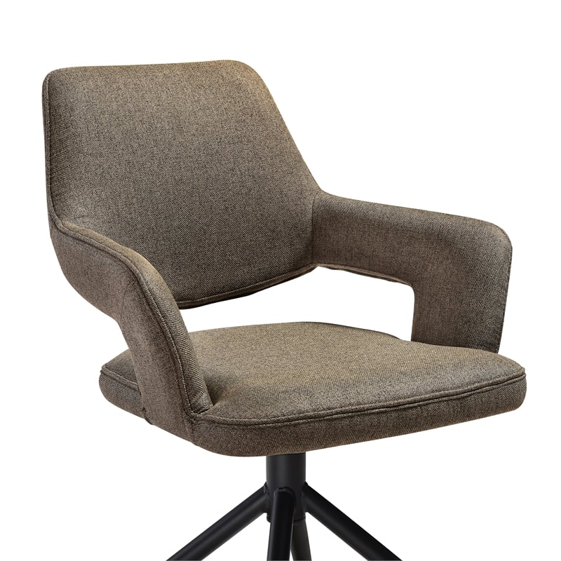 Knox Penny 5 Piece Dining Set with Stone Top and Brown Fabric Chairs
