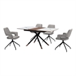 Alora Penny 5 Piece Extendable Dining Set with Gray Fabric Chairs