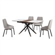 Alora Susie Extendable 5 Piece Dining Set with Gray Fabric Chairs