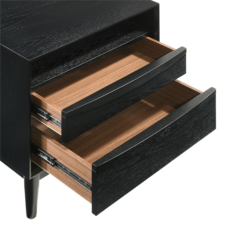 Artemio King 4 Piece Wood Bedroom Set in Black Finish