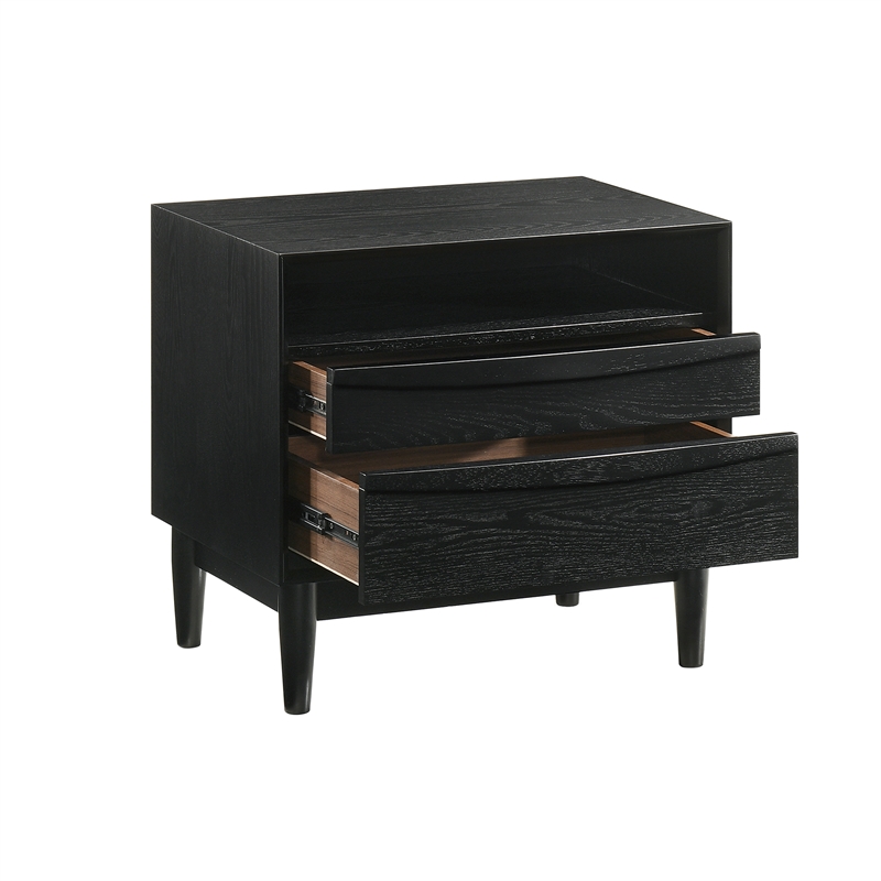 Artemio Queen 4 Piece Wood Bedroom Set in Black Finish