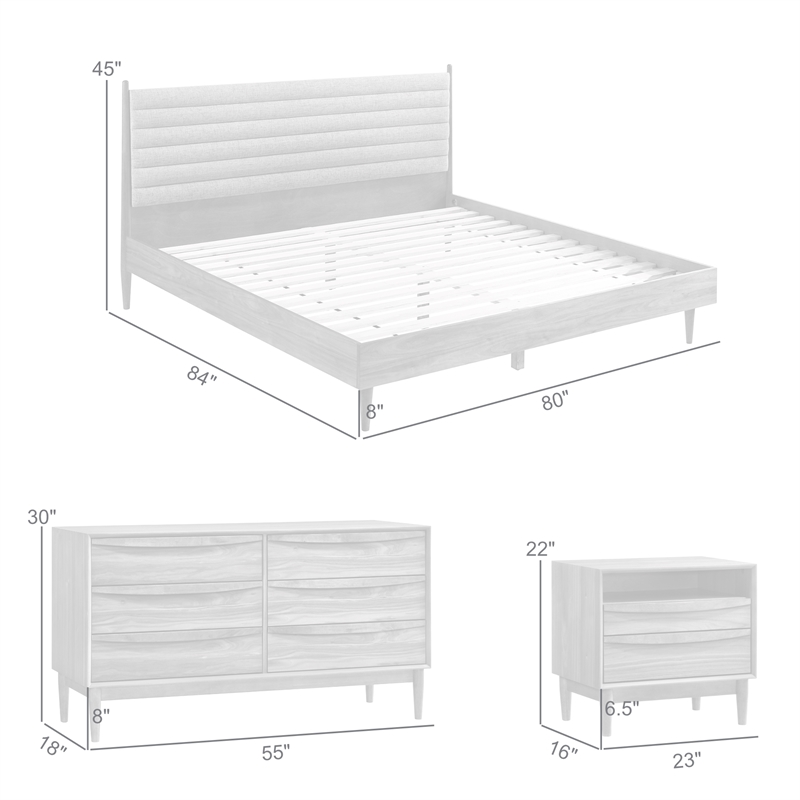 Artemio King 4 Piece Wood Bedroom Set in Walnut Finish
