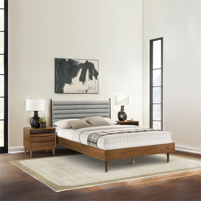 Artemio Queen 3 Piece Wood Bedroom Set in Walnut Finish