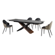 Milena Rocco 5 Piece Extendable Dining with Gray and Black Faux Leather Chairs