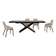Milena Shilo 5 Piece Extendable Dining Set with Champagne Faux Leather Chairs