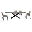 Milena Shilo 5 Piece Extendable Dining Set with Taupe Gray Faux Leather Chairs